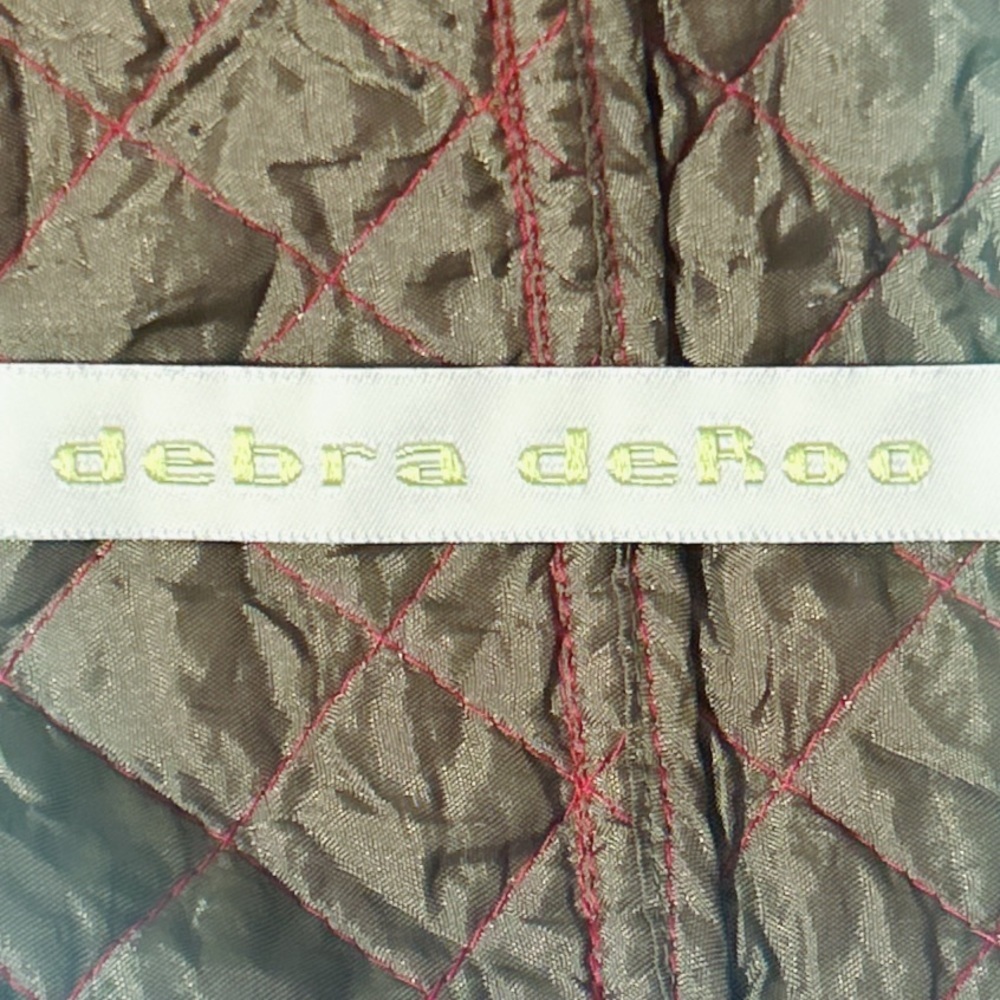 Debra deRoo 100% Silk Red Quilted Zip Jacket Cuffed Sleeves Pockets Size Large - Picture 9 of 11